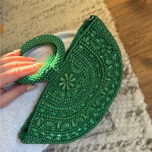 Elegant Green Beaded Handbag